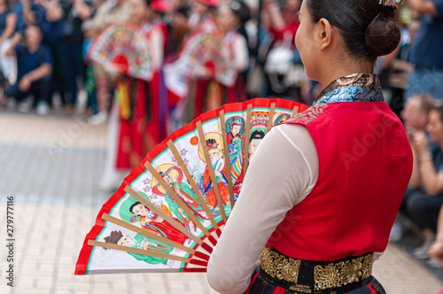 Korean ethnic dancers perform fan