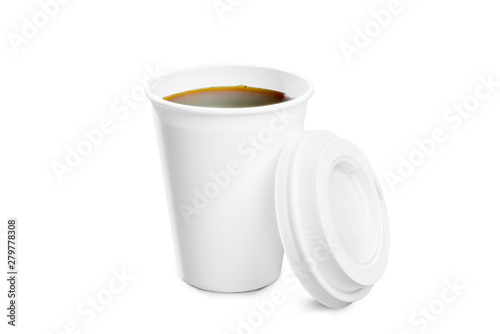 Styrofoam cup with hot coffee