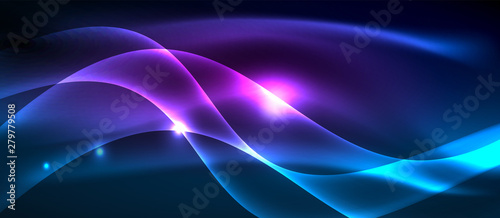 Glowing abstract wave on dark  shiny motion  magic space light. Techno abstract background