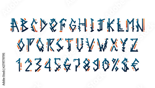 Vikings letters set. Old Norse Scandinavian runes. Celtic alphabet