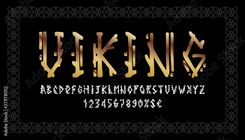 Vikings letters set. Old Norse Scandinavian runes. Celtic alphabet