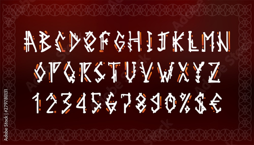 Vikings letters set. Old Norse Scandinavian runes. Celtic alphabet