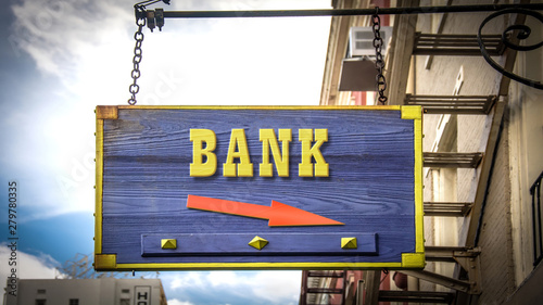 Obraz na plátně Street Sign to Bank