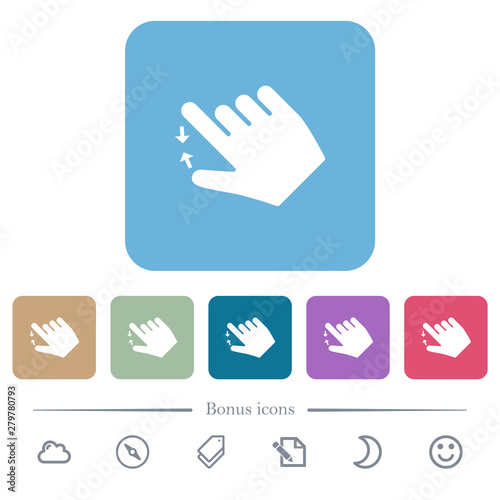 Right handed pinch close gesture flat icons on color rounded square backgrounds photo