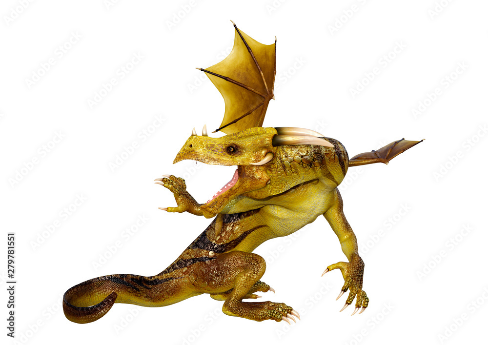 Fototapeta premium 3D Rendering Fairy Tale Dragon on White