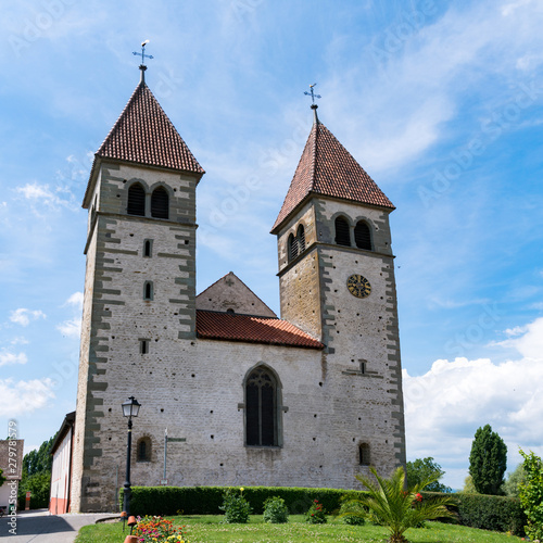 view of the church of St. Peter and Paul on Reichenau island on Lake Constance