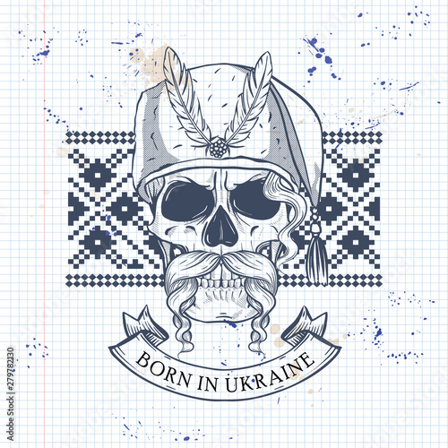Skull with Ukrainian symbols