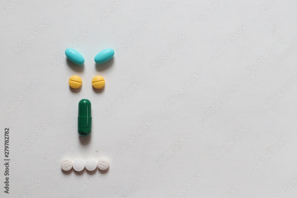 pills on white background pills on white background