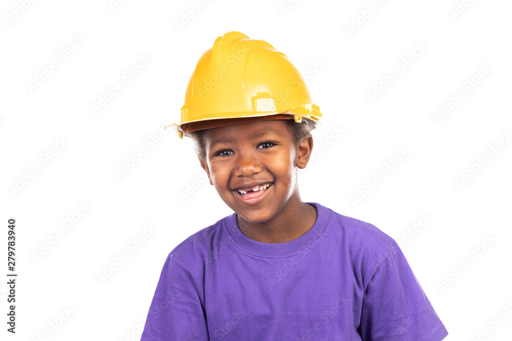 Cute kid with yellow helmet