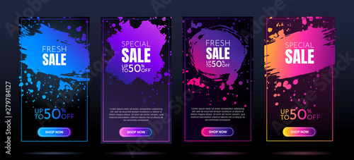 Vector banners. Modern art design. Element for design business cards, invitations, gift cards, flyers and brochures. Gradient brush. Sale banner template. Splash of colors