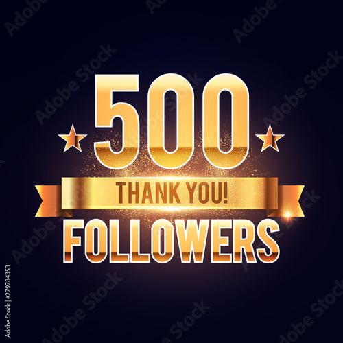 1000 followers gold sign. Thank you banner. Shining design with light bulbs.
