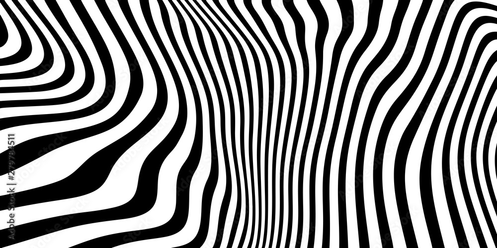 Black and white Psychedelic Linear Wavy Backgrounds