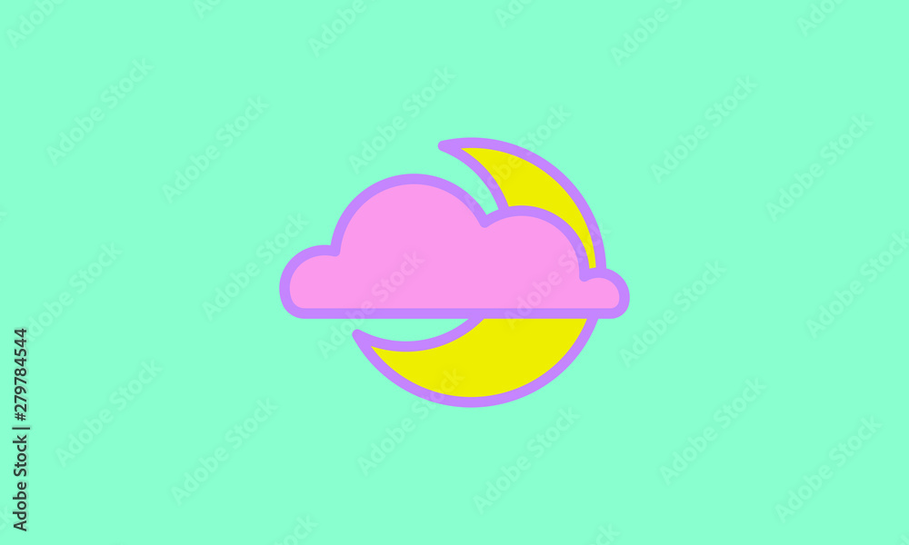 Fototapeta premium Web icon. Cloud and moon