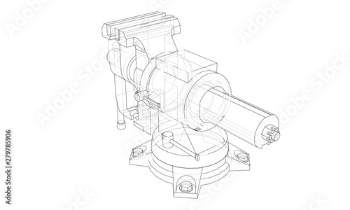 Outline vise vector. Wire-frame style