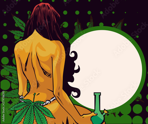 Design vector template with woman and cannabis leafs