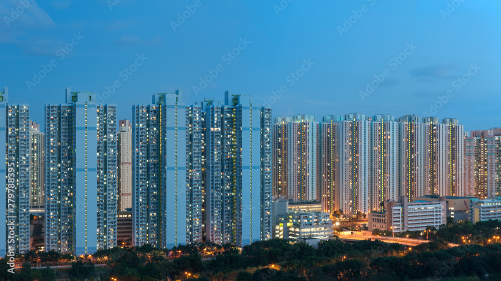 Naklejka premium Panorama view of public estate in Hong Kong