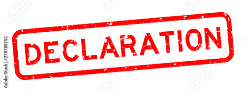 Grunge red declaration word square rubber seal stamp on white background