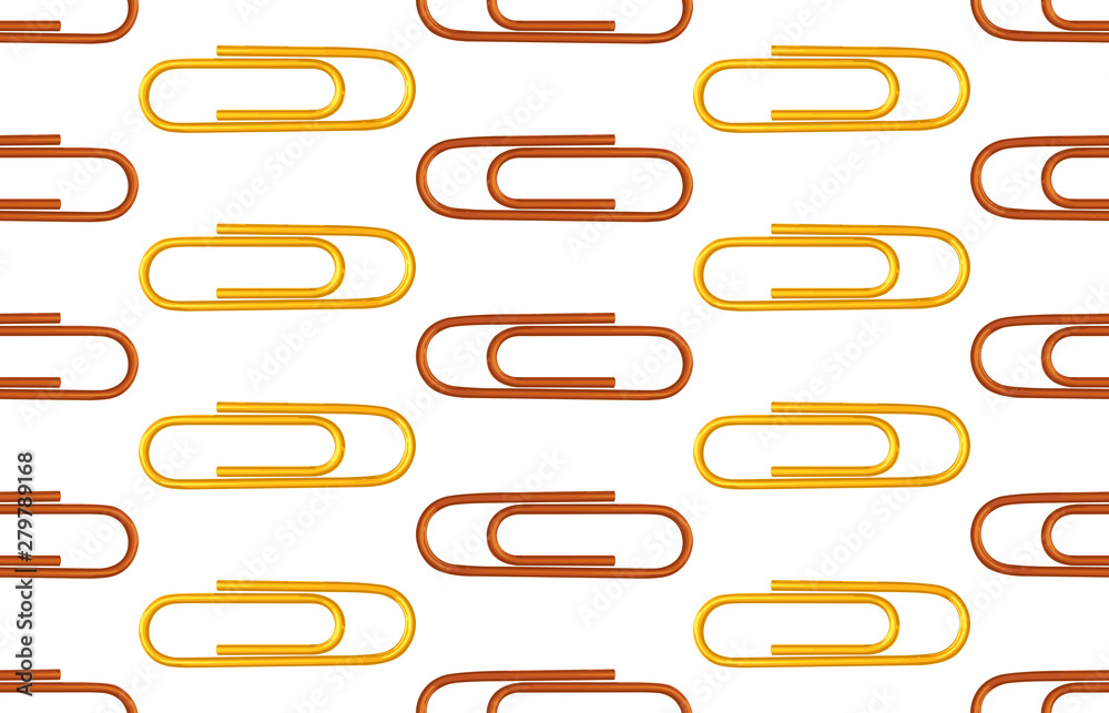 Seamless back to school pattern with colored paper clips.