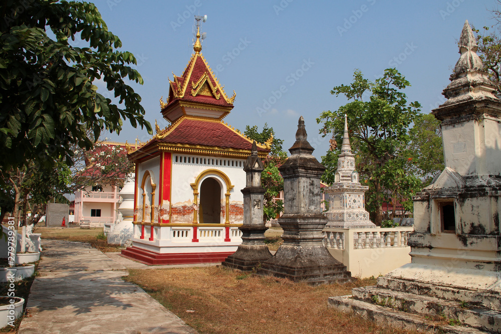 buddhist temple (Wat Phouang Keo) on khong island in laos 