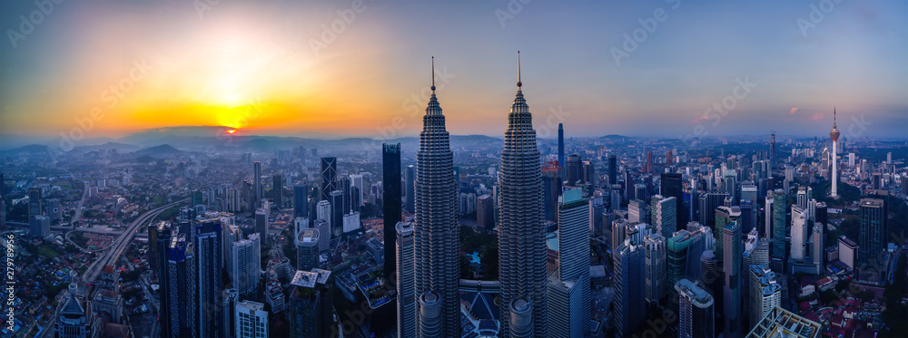 panorama view of aerial view of Kuala Lumpur, Malaysia