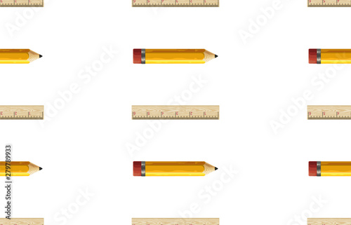 Back to school pattern with pencils and rulers.