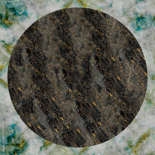 Marble. Marble pattern background for design. Two pieces of marble in the form of a geometric figure of a circle and a square on top of each other.