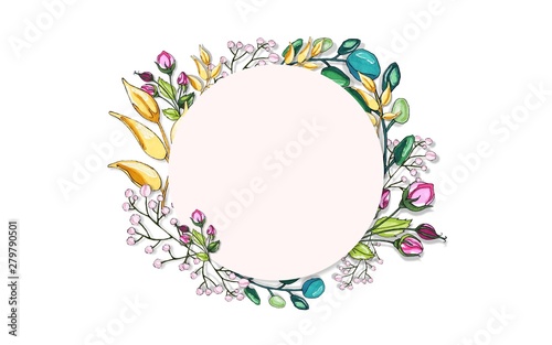 Illustration. Plants. Flowers and twigs. Roses, leaves, round flowers. For bouquets and wreaths of the bride.
