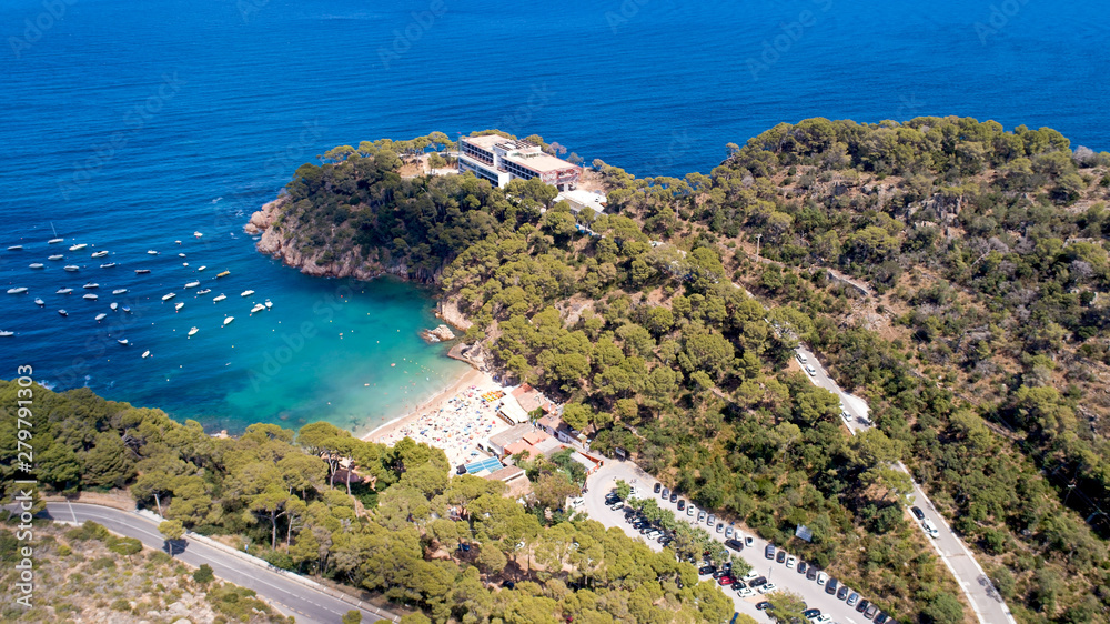 Aerial view of Aiguablava beach in Begur, Catalonia Aerial view of Aiguablava beach in Begur, Catalonia