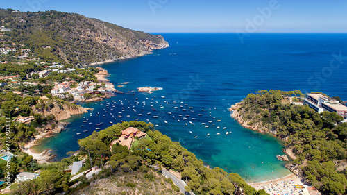 Aerial view of Fornells and Aiguablava creek in Begur, Catalonia