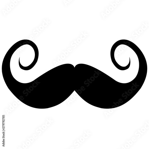 simple flat black and white moustache icon vector illustration