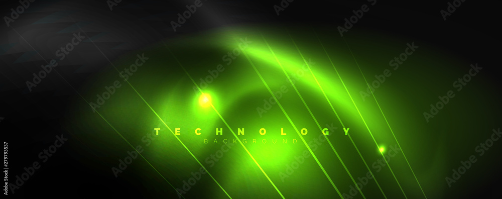 Obraz premium Shiny color neon light with lines, abstract wallpaper, shiny motion, magic space light. Techno abstract background