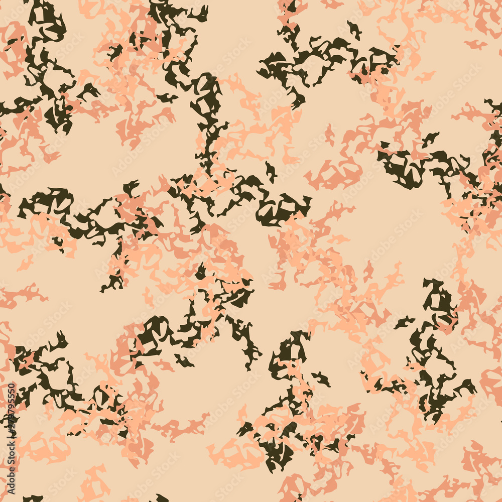 Desert camouflage of various shades of beige, orange and green colors