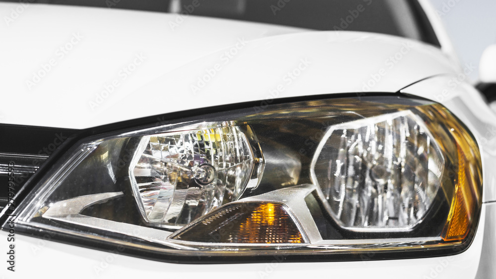 Modern led headlight of white auto