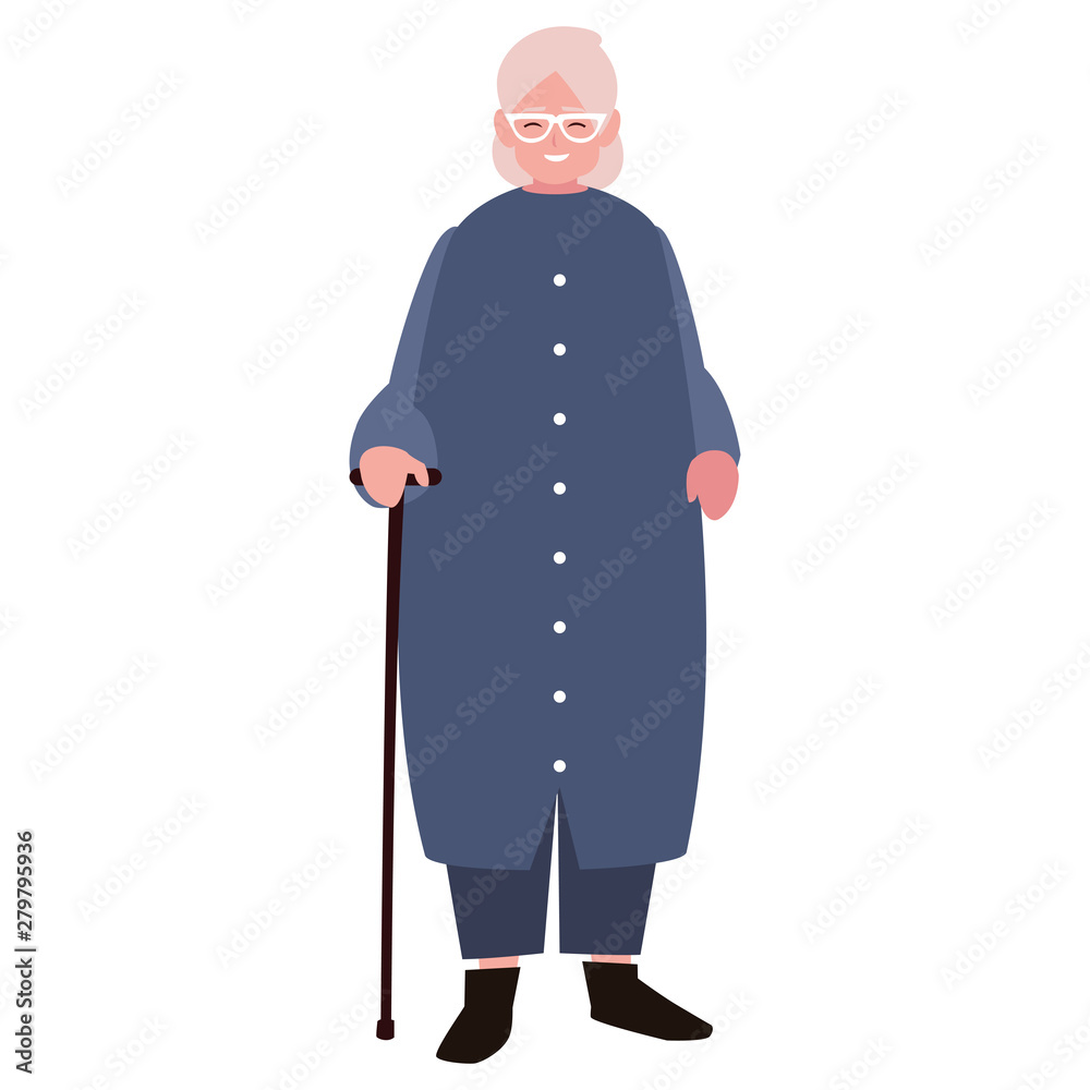 old woman with walking stick old woman with walking stick