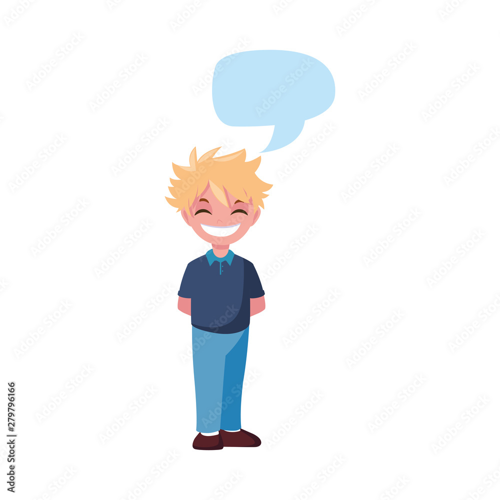 young boy happy character standing young boy happy character standing