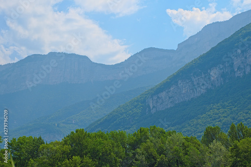 View of the Vercors mountains in the Alps, Isère, France