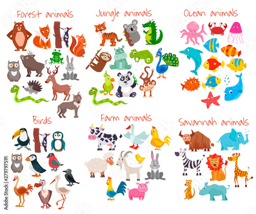 Big set of cute cartoon animals. Vector illustration. © Svetlana