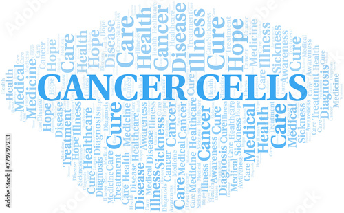 Cancer Cells word cloud. Vector made with text only.