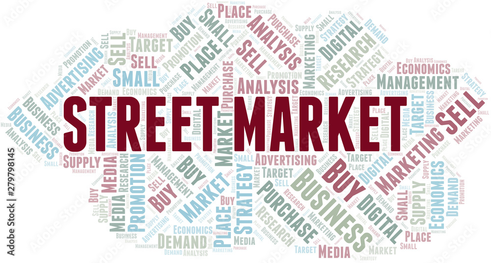Street Market word cloud. Vector made with text only.