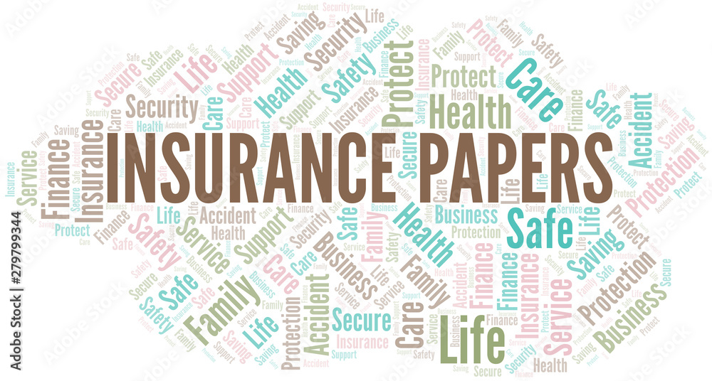 Fototapeta premium Insurance Papers word cloud vector made with text only.