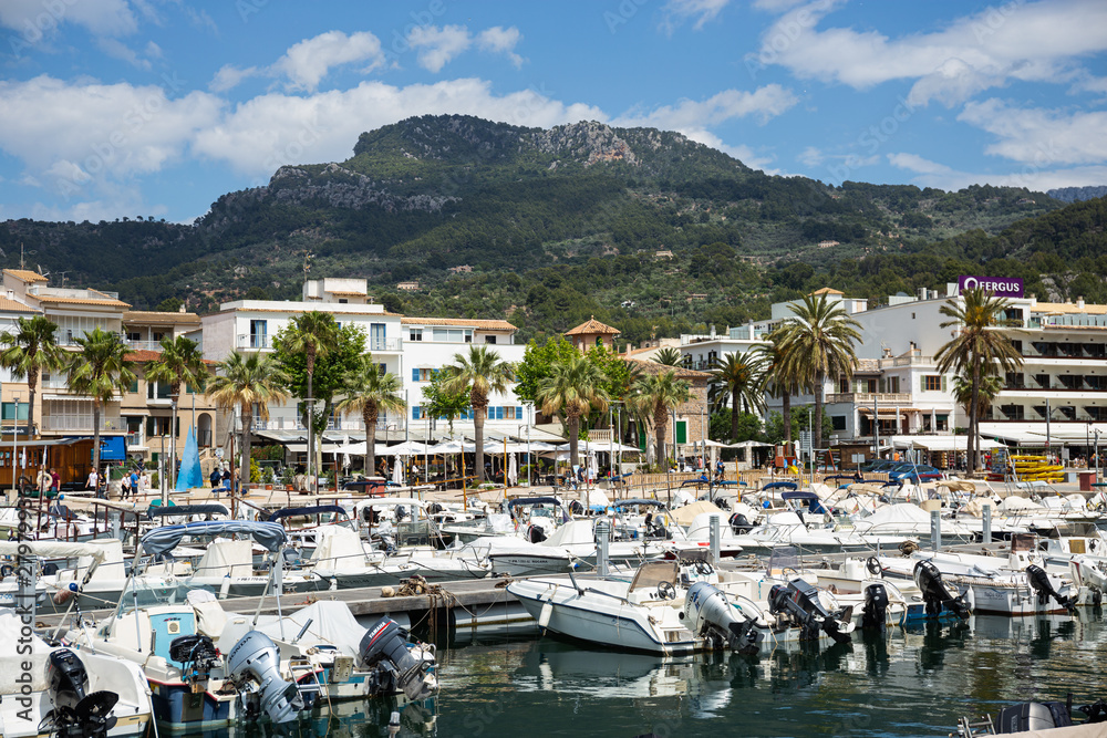 seafront at Port de Soller with yachts and boats