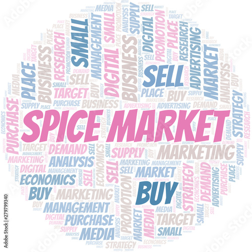 Spice Market word cloud. Vector made with text only.