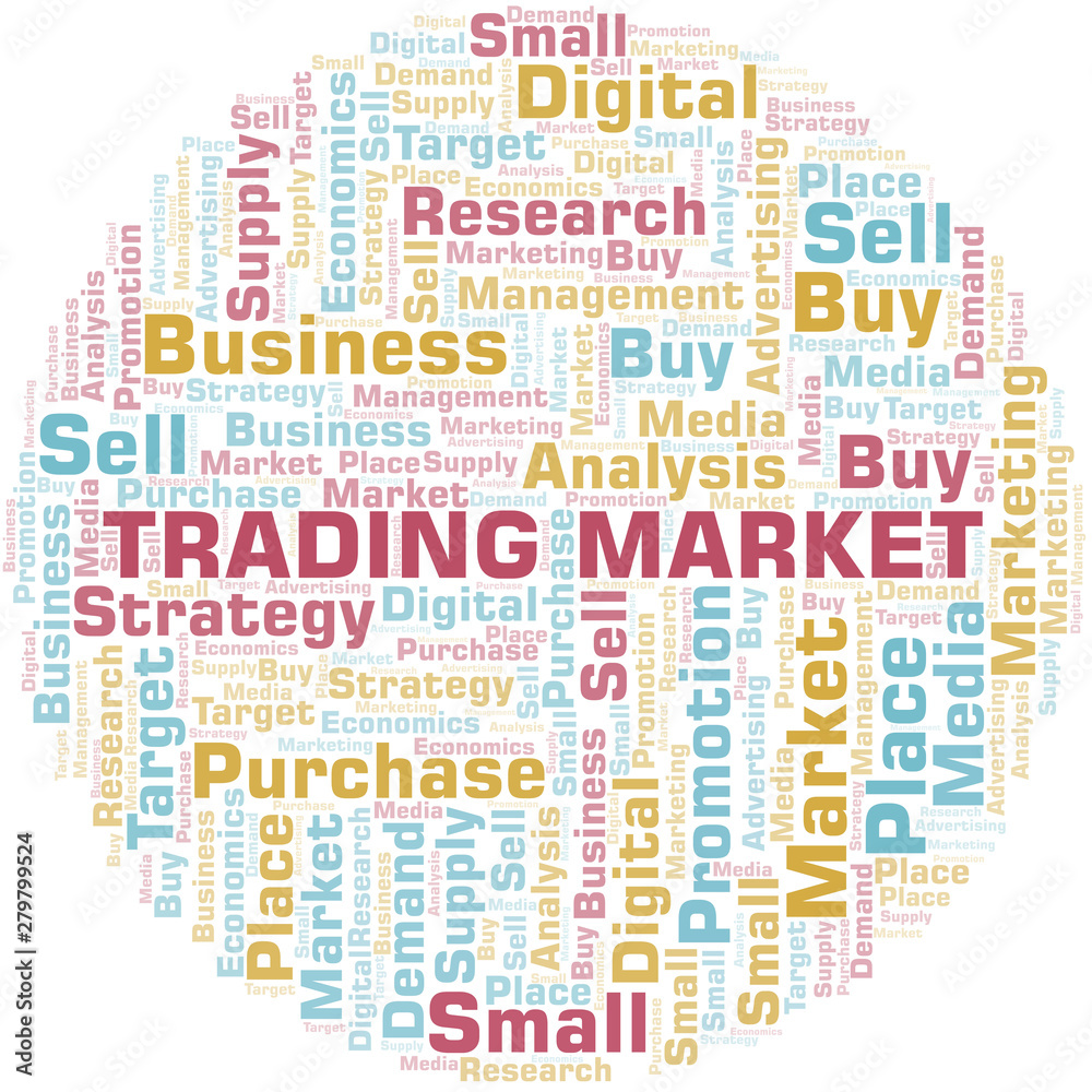Trading Market word cloud. Vector made with text only.
