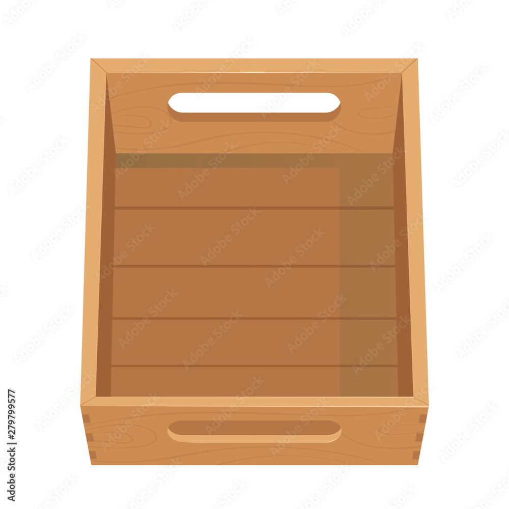 Wooden vegetable box with holes. Fruit drawer front view. Crate isolated on white background. Box for storage of food. Wooden vegetable box with holes. Fruit drawer front view. Crate isolated on white background. Box for storage of food.