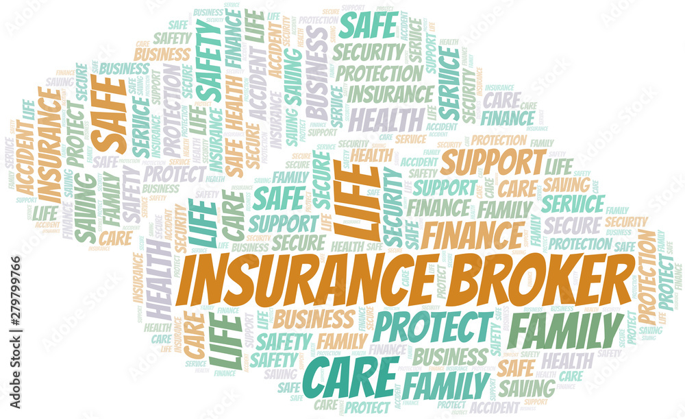 Insurance Broker word cloud vector made with text only.