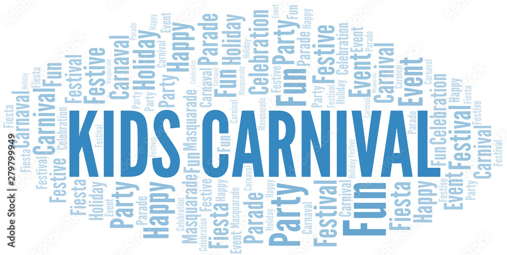Obraz premium Kids Carnival word cloud vector made with text only.