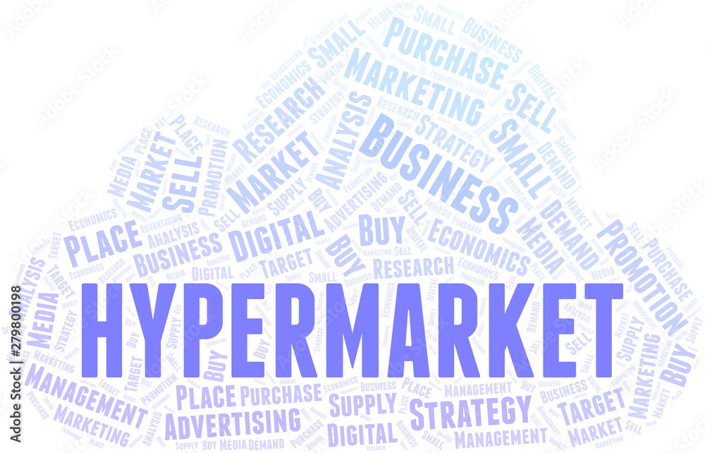 Obraz premium Hypermarket word cloud. Vector made with text only.