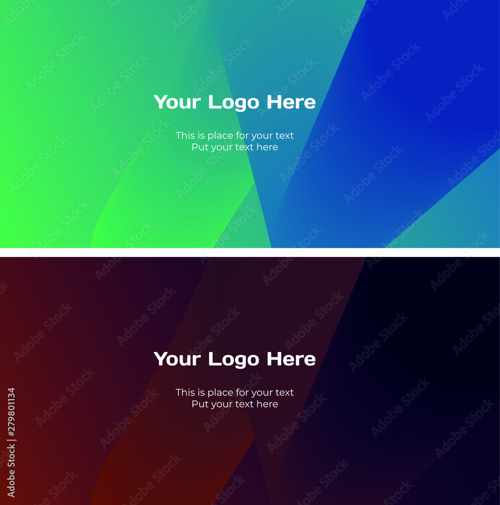 Fototapeta premium Technology, science and business background banners set in green, blue and purple colors. Vector illustration, design element.