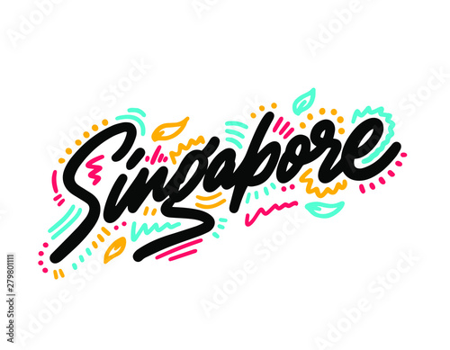 Singapore. Vector calligraphy. Typography poster. Usable as background.