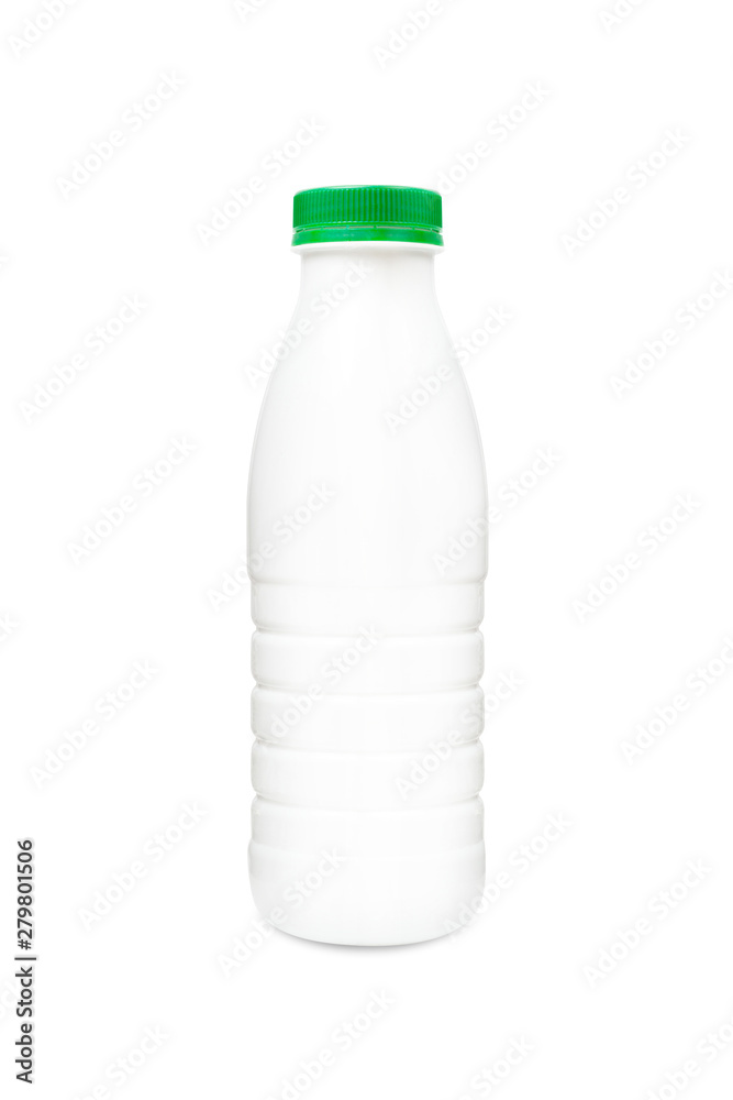 Milk or shampoo plastic bottle with green cap Milk or shampoo plastic bottle with green cap